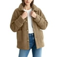 thumbnail image 6 of Womens Fleece Lined Jackets Casual Loose Long Sleeve Button Coat Warm Winter Fuzzy Outerwear with Pockets New Winter Oversized Outerwear Jackets Khaki XXL, 6 of 6