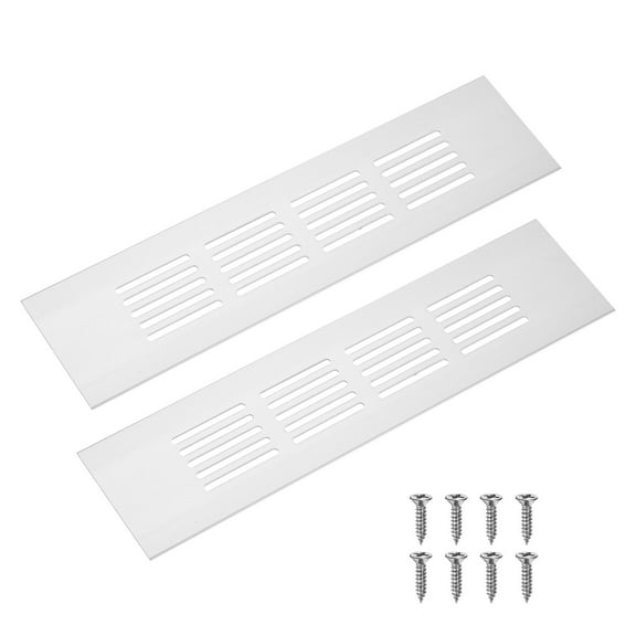 Uxcell 2-Pack Aluminum Alloy Door Air Vent Cover, 8x2"/200x50mm Ventilation Grille with Screws for Cabinet [Silver]