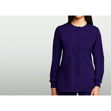 Grey's Anatomy Women's 4 Pockets Snap Front Solid Color Warm-Up Jacket - 4450