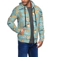 thumbnail image 2 of Goofa Cute Dogs Corgi Pattern Mens Full-zip Hoodie, Zip-up Pullover Hooded Sweatshirt, Kangaroo Pocket Hoodie Ideal for Daily Wear, Travel, and Home-Small, 2 of 5