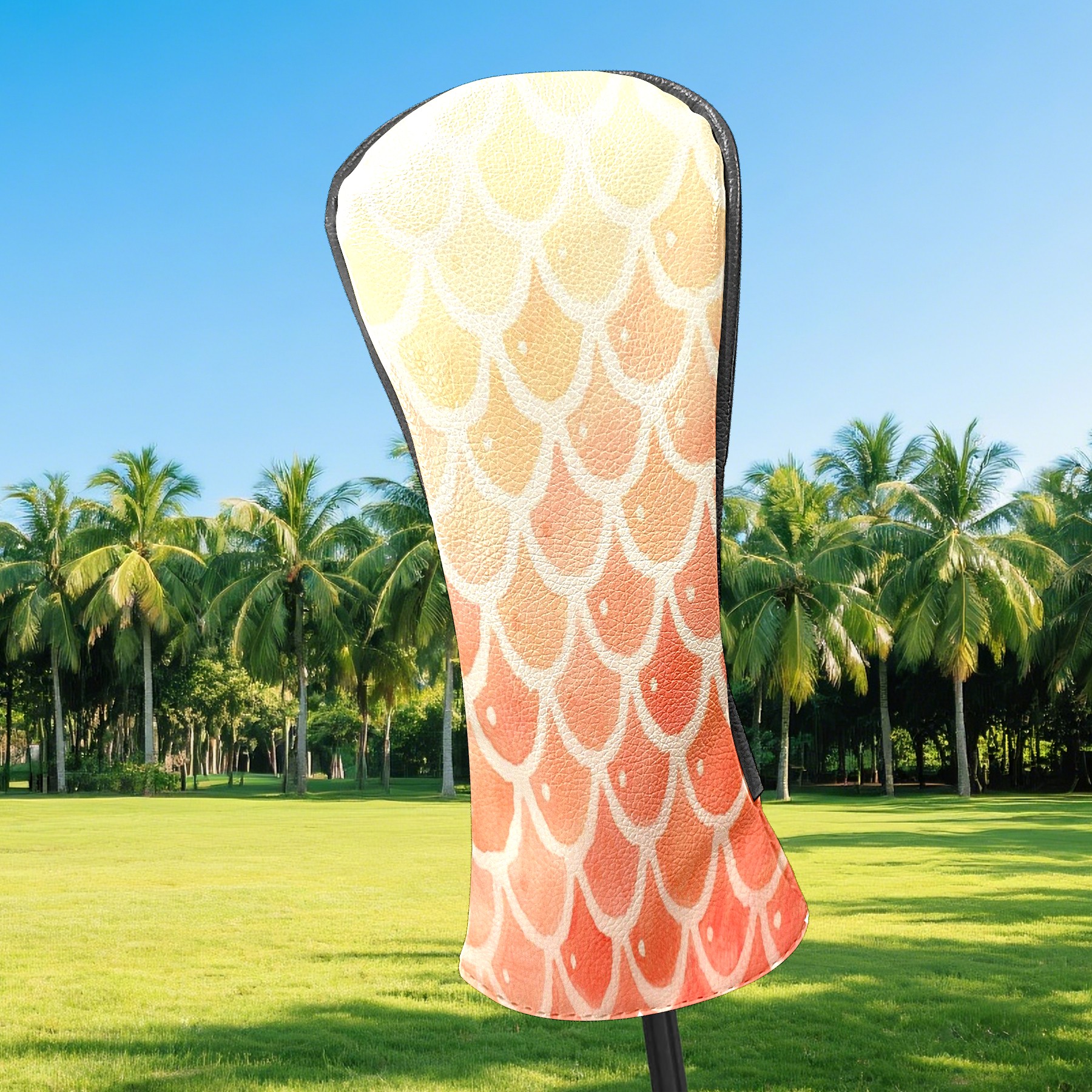Golf Club Covers, Red Mermaid Scales Premium PU Leather Driver Hybrid Putter Head Covers with Velvet Lining, Waterproof Golf Gifts for Men Women
