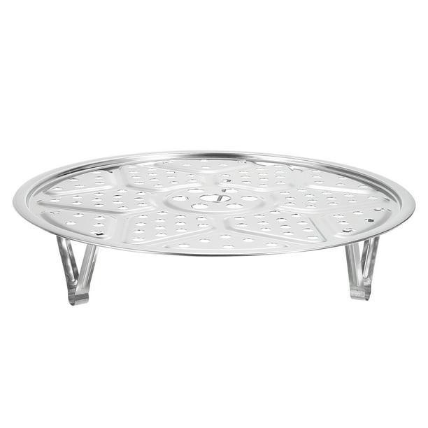 Rejilla de vapor de acero inoxidable con soporte, bandeja para olla de 9.5 pulgadas, tono plateado