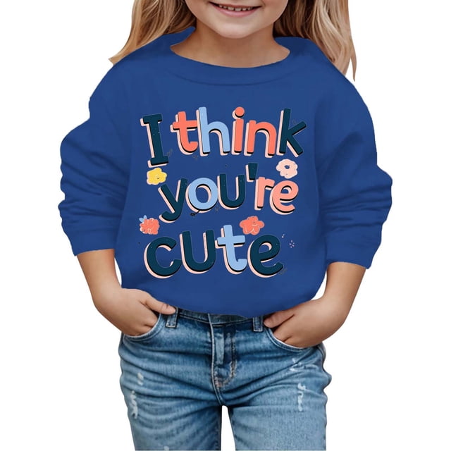 JAKANYQ Sweat à Capuche Imprimé Élégant pour Enfant Cœur Printemps Bleu 4-5 Ans