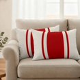 thumbnail image 2 of Red Vintage Outdoor Waterproof Pillow Covers, Geometric Stripes Simple Lines Decorative Rectangle Throw Pillowcase Sofa Cushion Sham for Patio/Couch/Chair, 20"x12" 2 Pack, 2 of 8