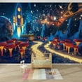 thumbnail image 5 of Modern Wallpaper Murals 3D Cosmic Room Decor Glow Mushrooms Stars Peel and Stick Removable Self-Adhesive PVC Wall Stickers for Nursery Kids Bedroom TV Wall Decor, 5 of 5