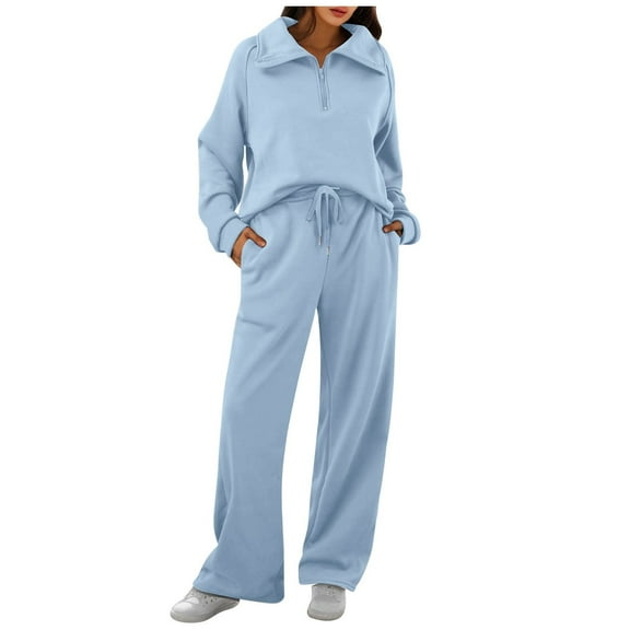 Women Sweatsuit Two Piece Sweatshirt Wide Leg Sweatpants Lounge Womens Fall Clothing Matching Sets Women Clothing