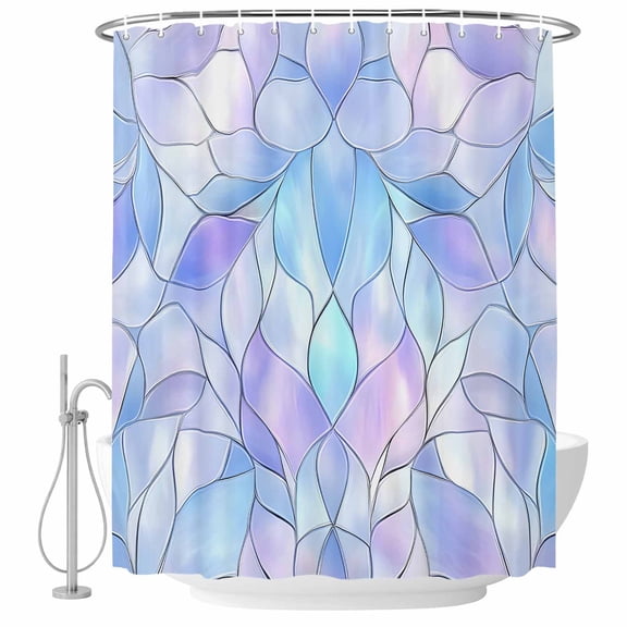 Blue-purple Scales Fabric Shower Curtain Abstract Art Washable Shower Curtains for Bathroom, Waterproof Bath Curtain with Hooks Home Decor 36x72in
