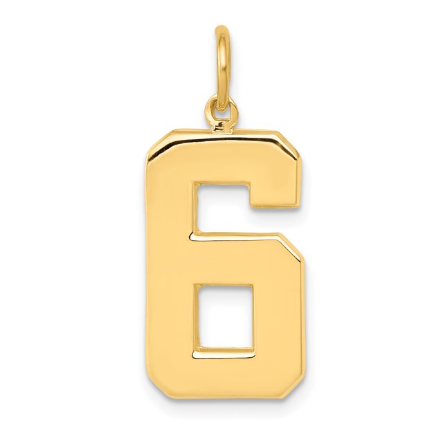 14k Yellow Gold Large Number 6 Charm Component Necklace Pendant Charms