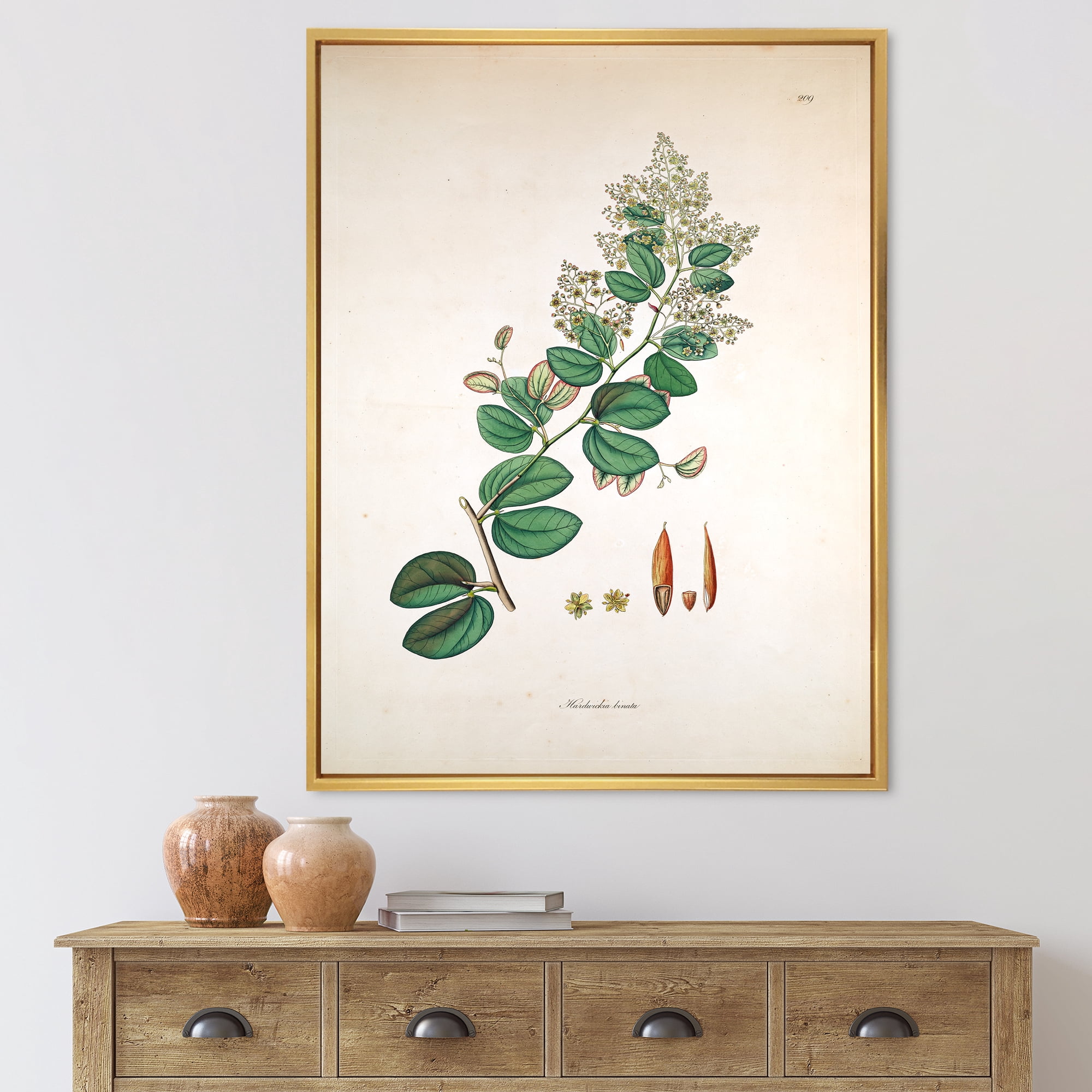 Ancient Botanicals XIII 24 in x 32 in Framed Painting Canvas Art Print, by Designart