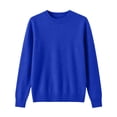 thumbnail image 4 of BELTNOV Women Solid Crew Neck Pullover Sweater Soft Knit Long Sleeve Tops Ribbed Cuffs Hem Loose Straight Warm Casual Winter Daily Outfit Blue, 4 of 5