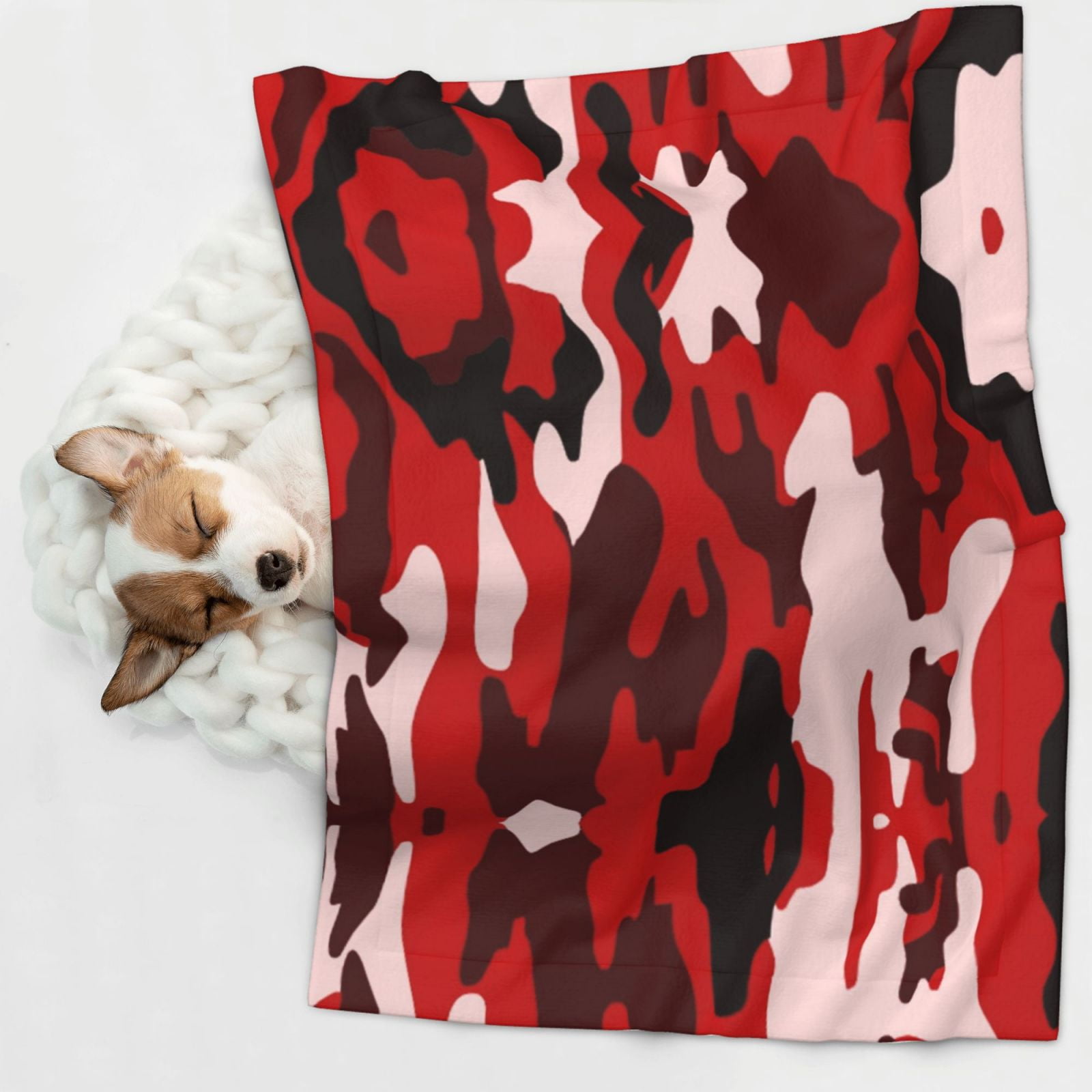 Red Camouflage Dog Blanket Soft Warm Flannel Cat Blanket Great Pet Throw for Cats Puppy Small Medium Large Dog