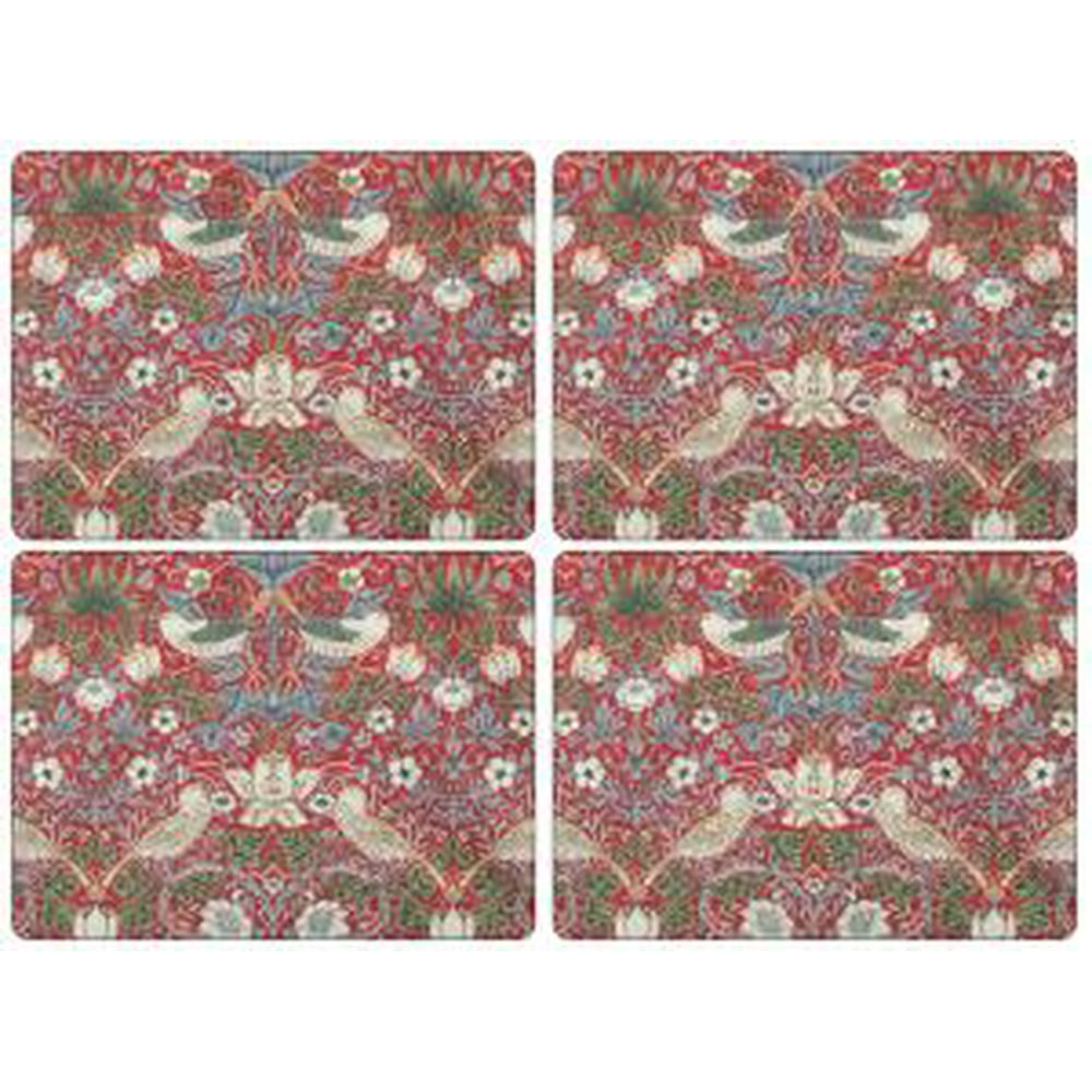 strawberry thief cushion red