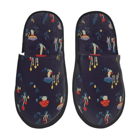 Balery Mushrooms3 Slient Indoor Furry Fleece Comfort House Shoes Soft Non-Slip Home Shoes Cotton slippers House Slippers-- Large