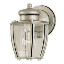 One Light Outdoor Wall Lantern, Antique Silver with Clear Curved Glass