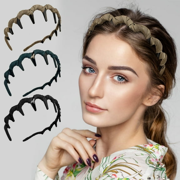 Herunwer Vintage High Cranium Artificial Pearl Hairband with Teeth, Elegant Bridal Rhinestones Hair Hoop for Women, Anti-Slip Bling Fashion Headbands for Wedding Party Daily Wear