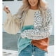 thumbnail image 4 of Jersey de manga larga con cuello redondo y costuras para mujer, suéteres de punto cómodos e informales para uso diario, estampado de leopardo L, 4 of 7