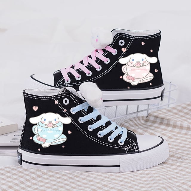 Zapatos altos suaves de Hello Kitty para niñas, zapatillas de lona con dibujos animados de Anime, a la moda, combinan con todo, para estudiantes