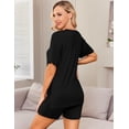 thumbnail image 6 of Ekouaer Women's Maternity Pajamas 2 Piece Outfits Short Sleeve Shirts and Lounge Shorts Sets Maternity Loungewear Mama Clothes Black M, 6 of 7