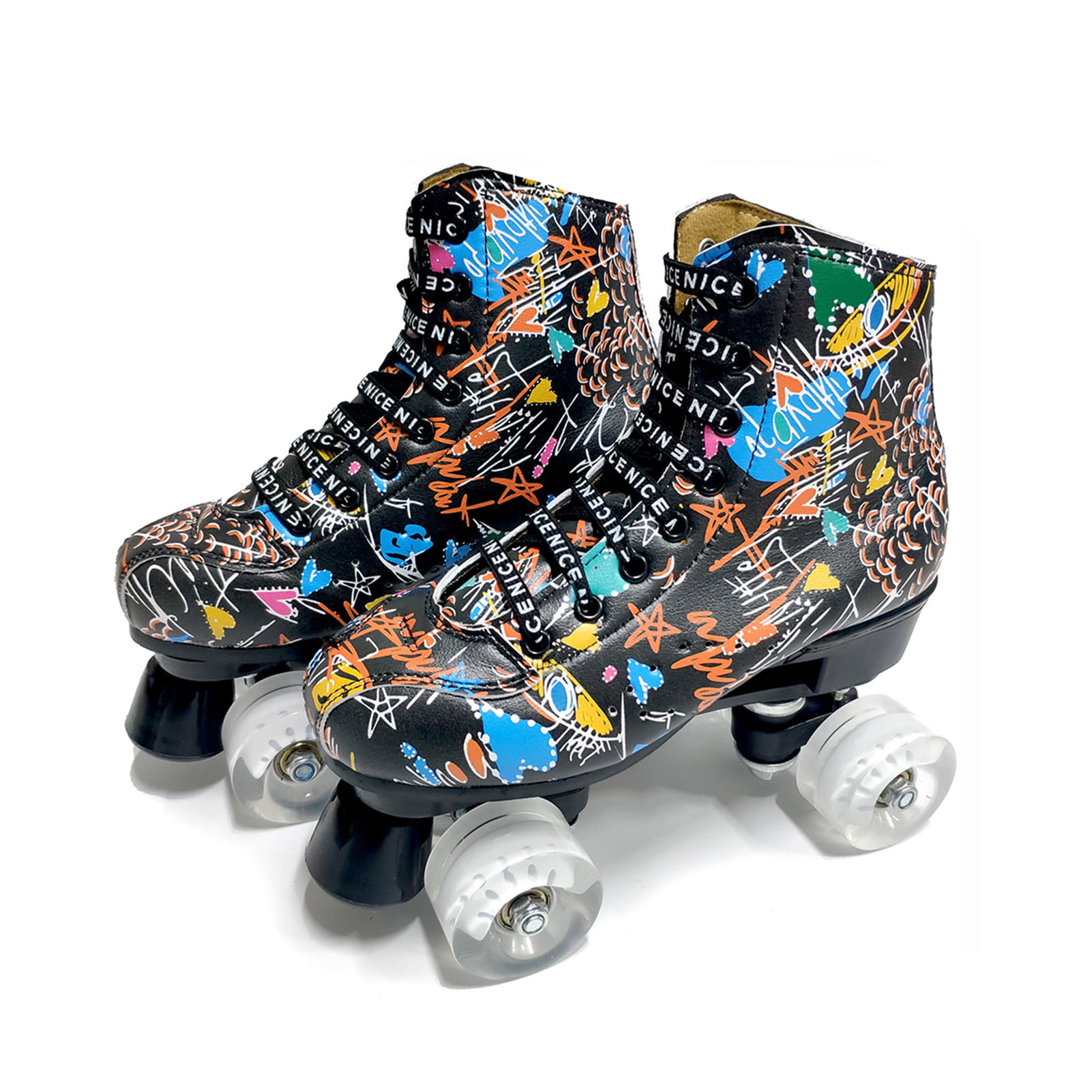 Details about   WOMENS ROLLER SKATES GIRLS YOUTH QUAD FOUR WHEELS HIGH TOP 