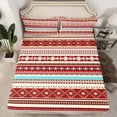 thumbnail image 2 of Manfei Boho bohemian Queen Sheet Sets,Retro Aztec Geometric Flat Sheet,Brown Beige Queen Fitted Sheet For Men Women,Luxury Bedroom Decor,4-Piece, 2 of 7