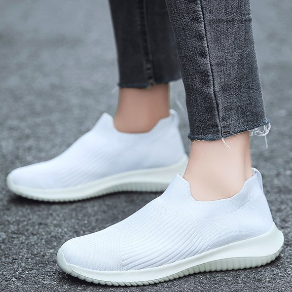 CAICJ98 Shoes for Women Women's Casual Walking Shoes Comfortable Slip on Loafers Flat Nurse Sneakers,White