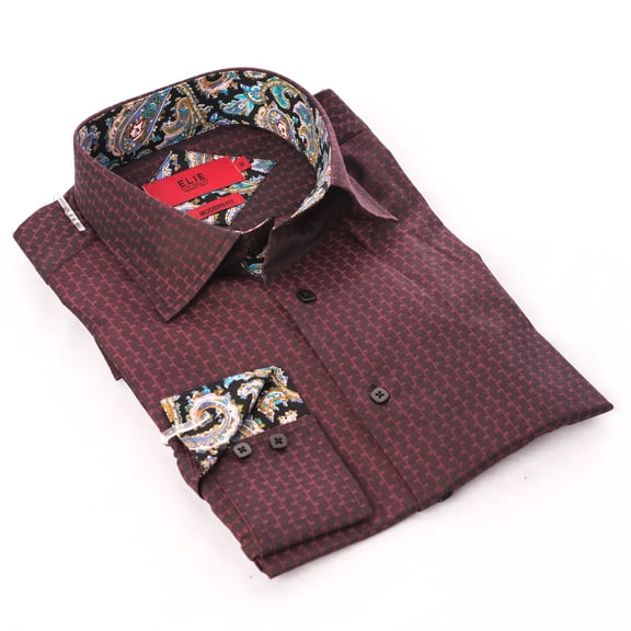 Elie Balleh Red Solid Textured Boys Button Down Shirt