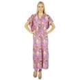 thumbnail image 2 of Bimba Women Long Cotton Custom Kaftan White Floral Night Wear Classic Caftan Dress, 2 of 5
