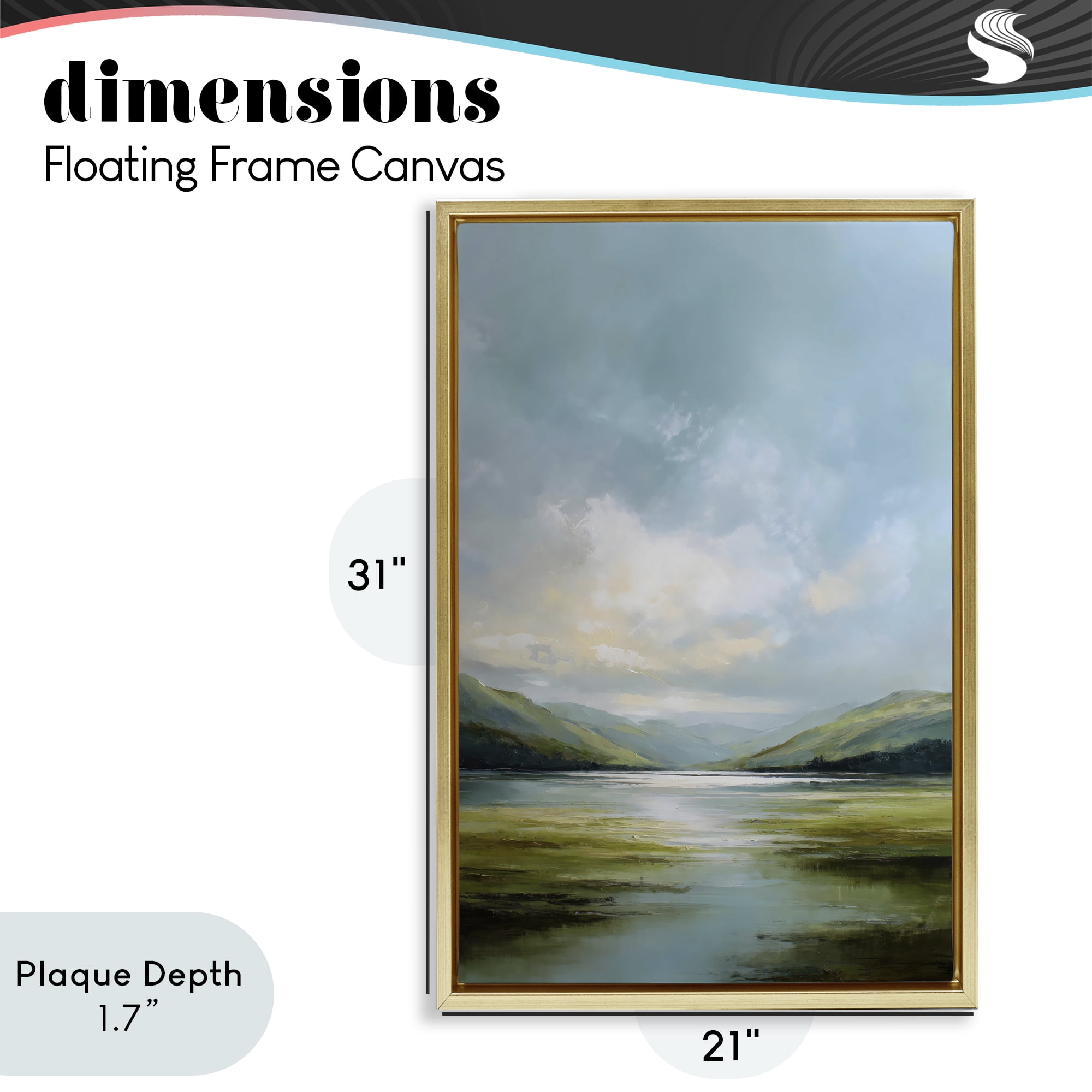 Stupell Industries Here Comes Sun over Valley Gold Framed Floater Canvas Wall Art, design by Petal Prints Design