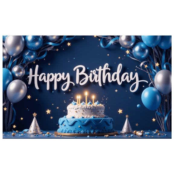 Decorative Design Happy Birthday Banner Balloon Decoration Birthday Party Cake Decoration Celebration Banner for Kids Party Indoor Decoration Photo Shoot