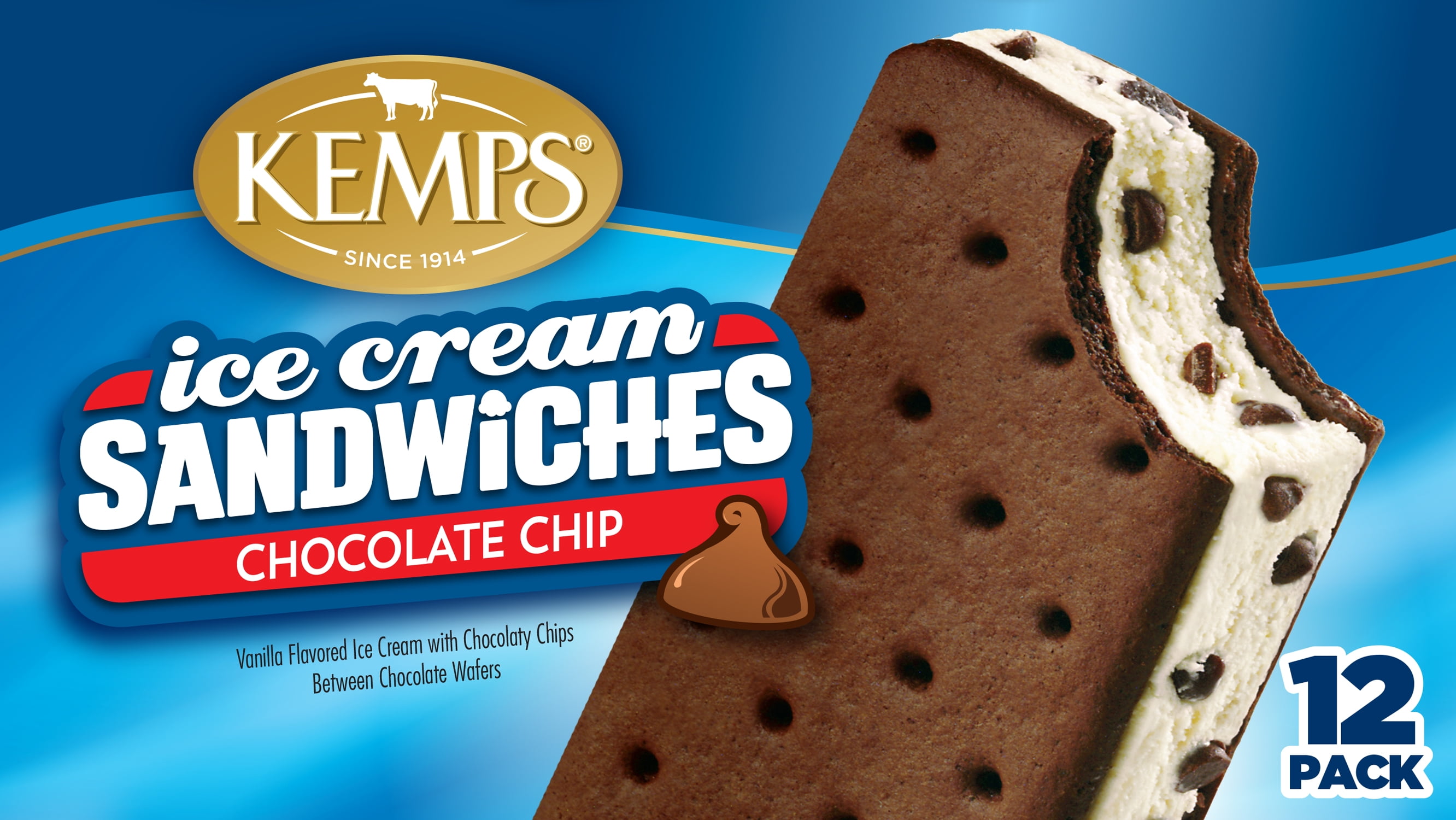 Kemps Chocolate Chip Ice Cream Sandwiches, 12 pk
