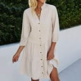 thumbnail image 4 of Fewfanhot Plus Size Summer Dresses Summer Dresses Casual V Neck Button Down 3/4 Sleeve Floral Print Loose Flowy Shirt Dress, 4 of 5