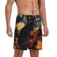 thumbnail image 2 of Fotbe Starry Night Cat Guitarist Pantalones Cortos de Pijama para Hombre, Ropa de Dormir, Pantalones de Pijama Cortos para Hombre-Large, 2 of 6