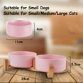 thumbnail image 2 of Cat Bowls, Puppy Ceramic Food and Water Bowls Set, Cups X 2, Indoors Black Pet Bowls with Wood Stand - pink, 2 of 6