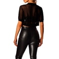 thumbnail image 3 of MODA NOVA Juniors Mesh Sheer See Through Zip Up Crop Jacket, 3 of 6