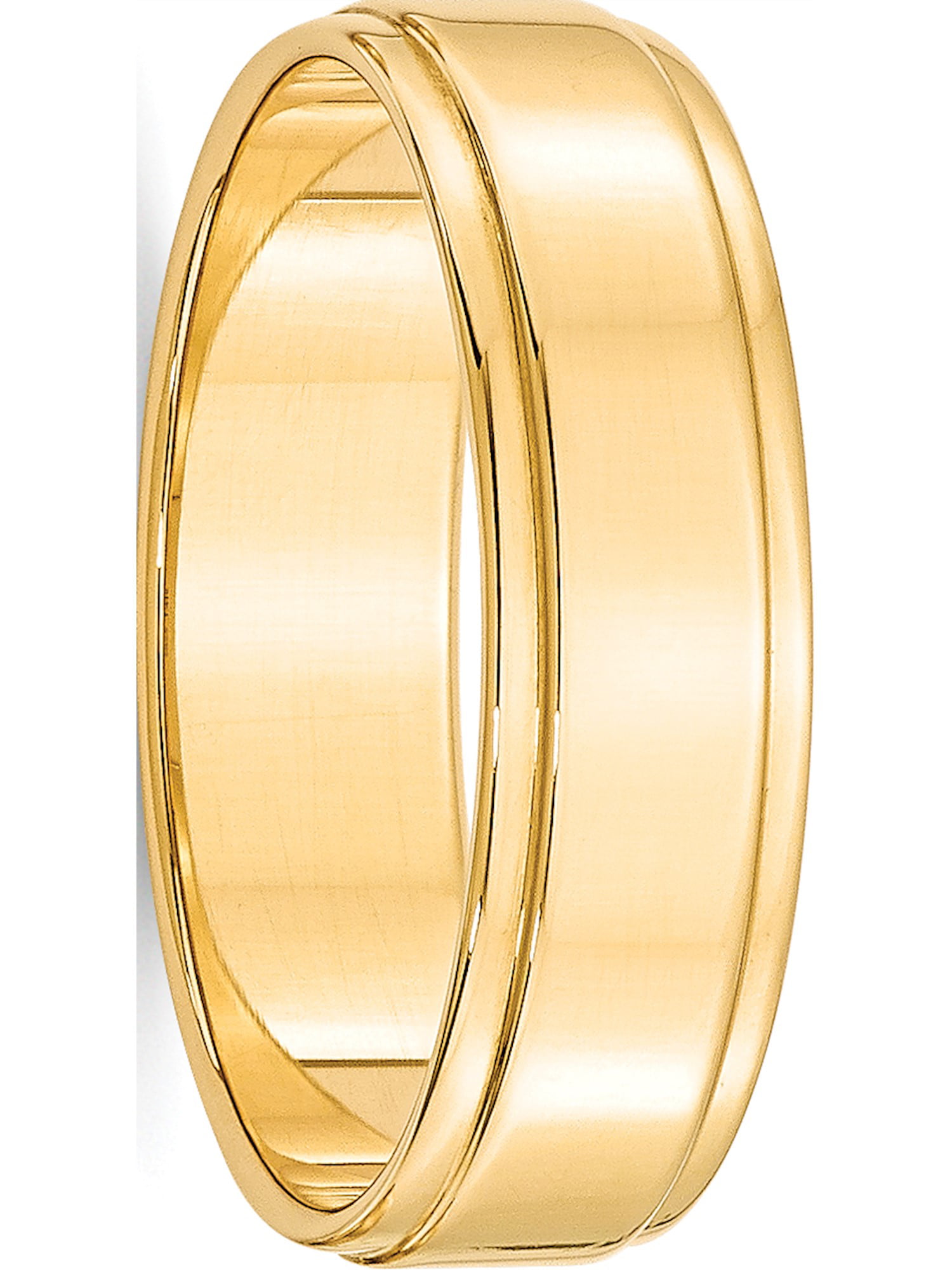 14K Yellow Gold 6mm Flat with Step Edge Band Size 4 to 14