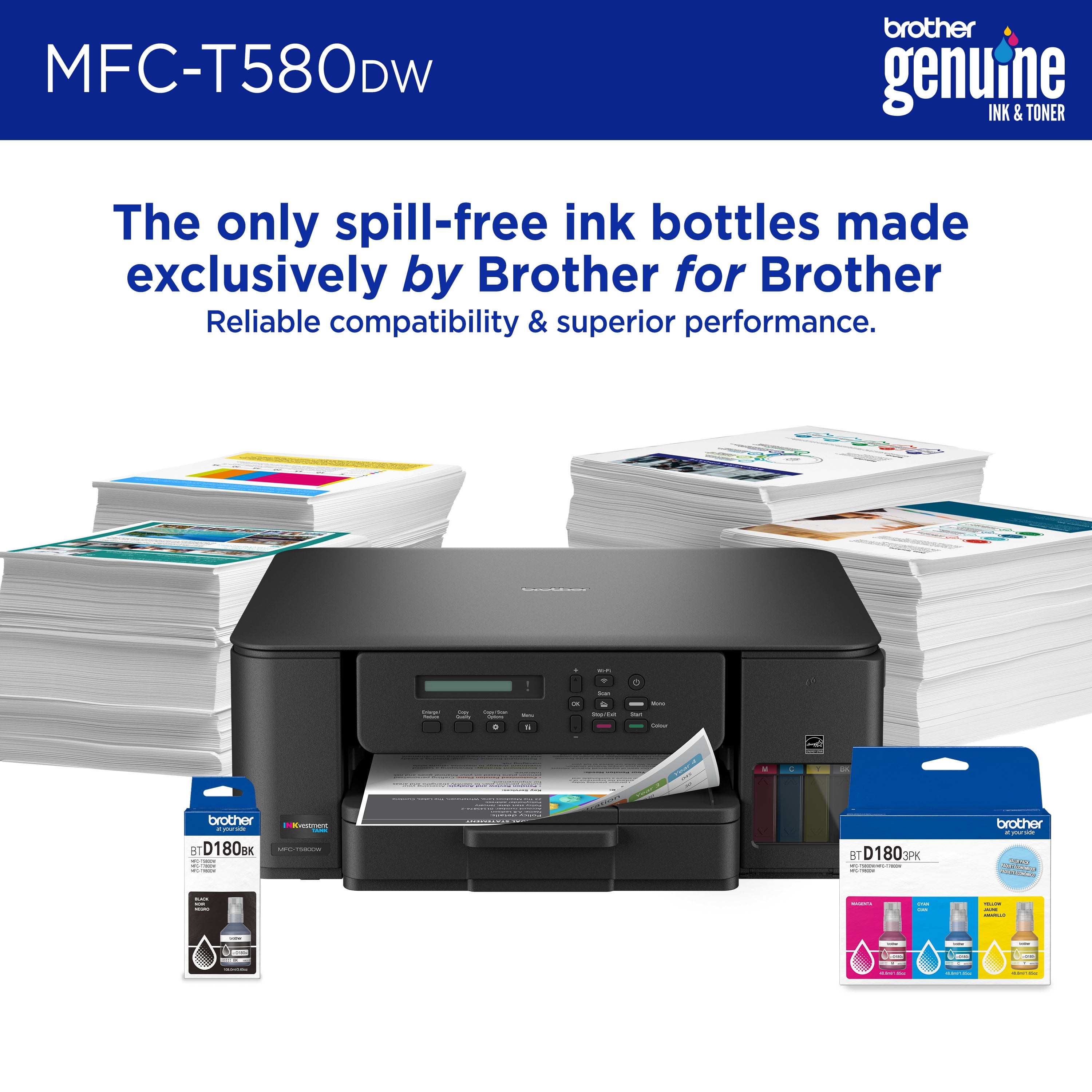 MFCT580DW INKvestment Tank 580 Copy/Print/Scan Wireless Color Inkjet All-in-One Printer