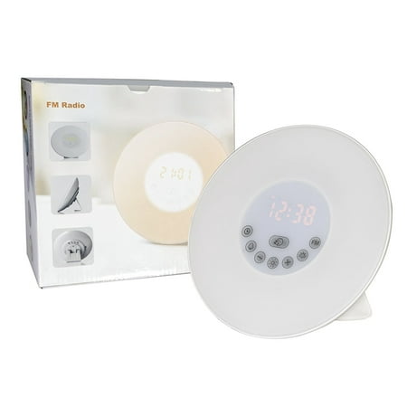 Sunrise Alarm Clock Light - Clock radio Wake Up Light with Colored Sunrise Simulation Alarm Clock_ Atmosphere Lamp_ Bedside Lamp Nature Sounds_ FM radio