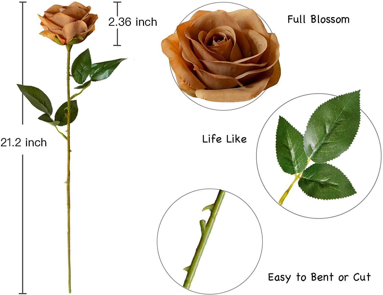 10pcs Fake Roses Artificial Silk Flowers Faux Rose Flower ...