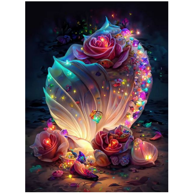 Fairy Dust Beach Shells DIY Diamond Painting Cross Stitch Kit, Starfish Full Drill Mosaic Rhinestone, 30*40cm, unframed.