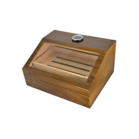 - La Madera Cubana Cigars Glass and Wooden Cigar Humidor High quality Luxury Cigar Box Holds 50 cigars Lightweight Durable and Portable desktop humidor Nice Gift Packaging