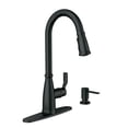 thumbnail image 1 of Moen Nolia Matte Black One-Handle High Arc Kitchen Faucet With Pull Down Sprayer And Soap Dispenser, Kitchen Sink Faucet Featuring Power Boost Technology, 87071Bl, 1 of 5