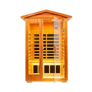 Two Person Outdoor Kaya Wood Far Infrared Sauna Room Natural Wood Metal Wood