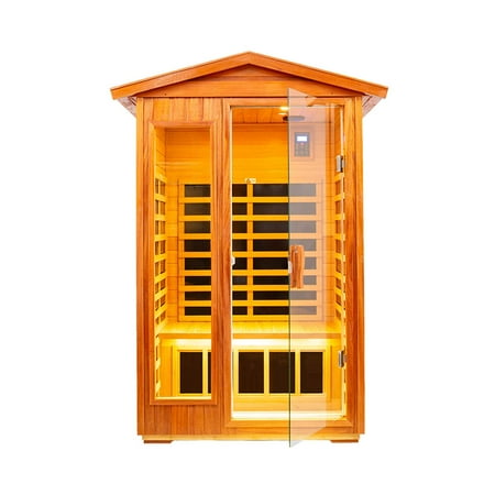 Two Person Outdoor Kaya Wood Far Infrared Sauna Room Natural Wood Metal Wood