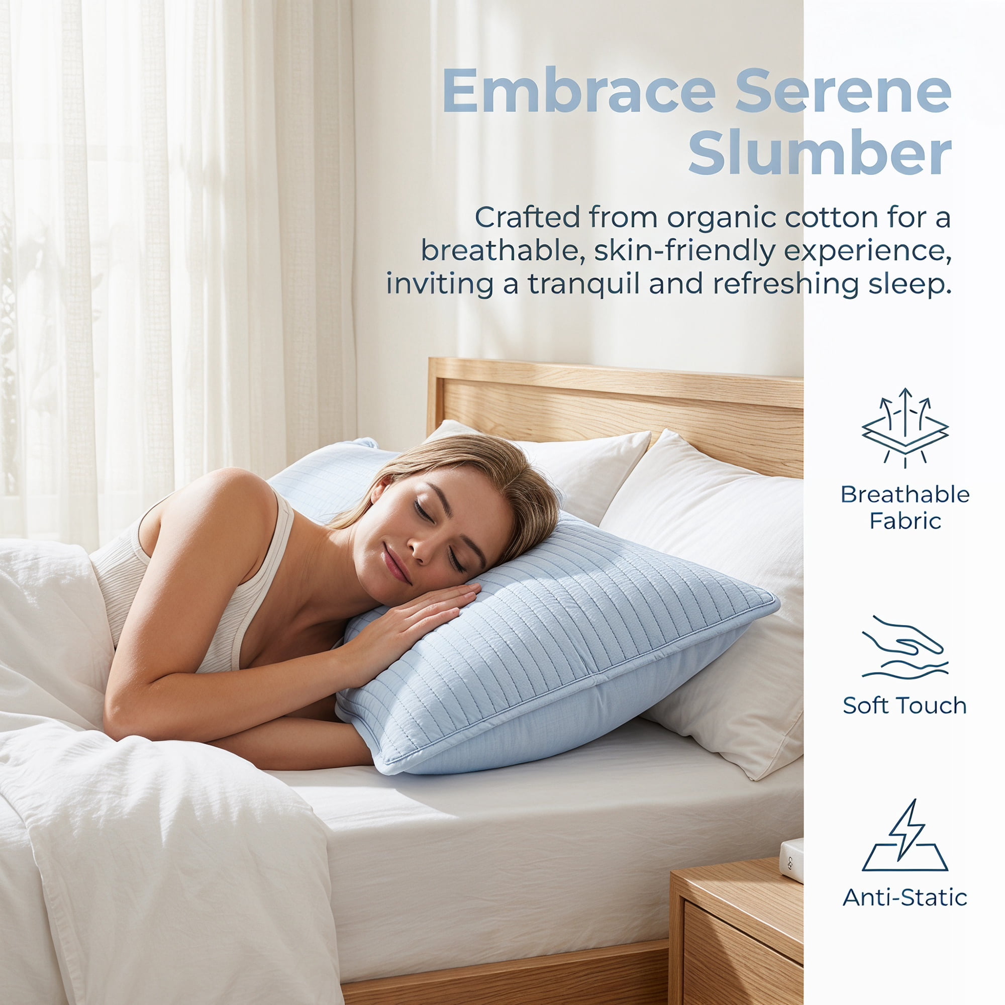 Unique Bargains Envelope-style Pillow Protector, 1 Pack Quilted Pillow Protector Sky Blue