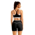 thumbnail image 2 of IBTOM CASTLE Double Layer Workout Sets for Women 2 Piece Sports Bra High Waist Biker Shorts with Pocket Yoga Pialtes Outfits Black, 2 of 7