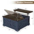 thumbnail image 2 of ANPOO 36" Movable Lift Top Coffee Table with Storage and Power Outlets, Farmhouse Square Coffee Table with Wheels & Large Hidden Space, Wooden Center Table for Living Room(Blue-Brown/36"), 2 of 9