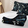 thumbnail image 4 of Homewish Halloween Bird Skull Quilt Full,Rustic Floral Pattern Full Bedspread Sets,Navy Teal Black,3 Pieces, 4 of 7