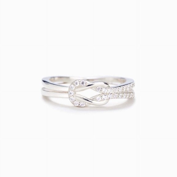 Sterling Silver Ring for Love and Friendship European Design Geometric Ring Electroplated Zircon Inlaid Ring Elegant