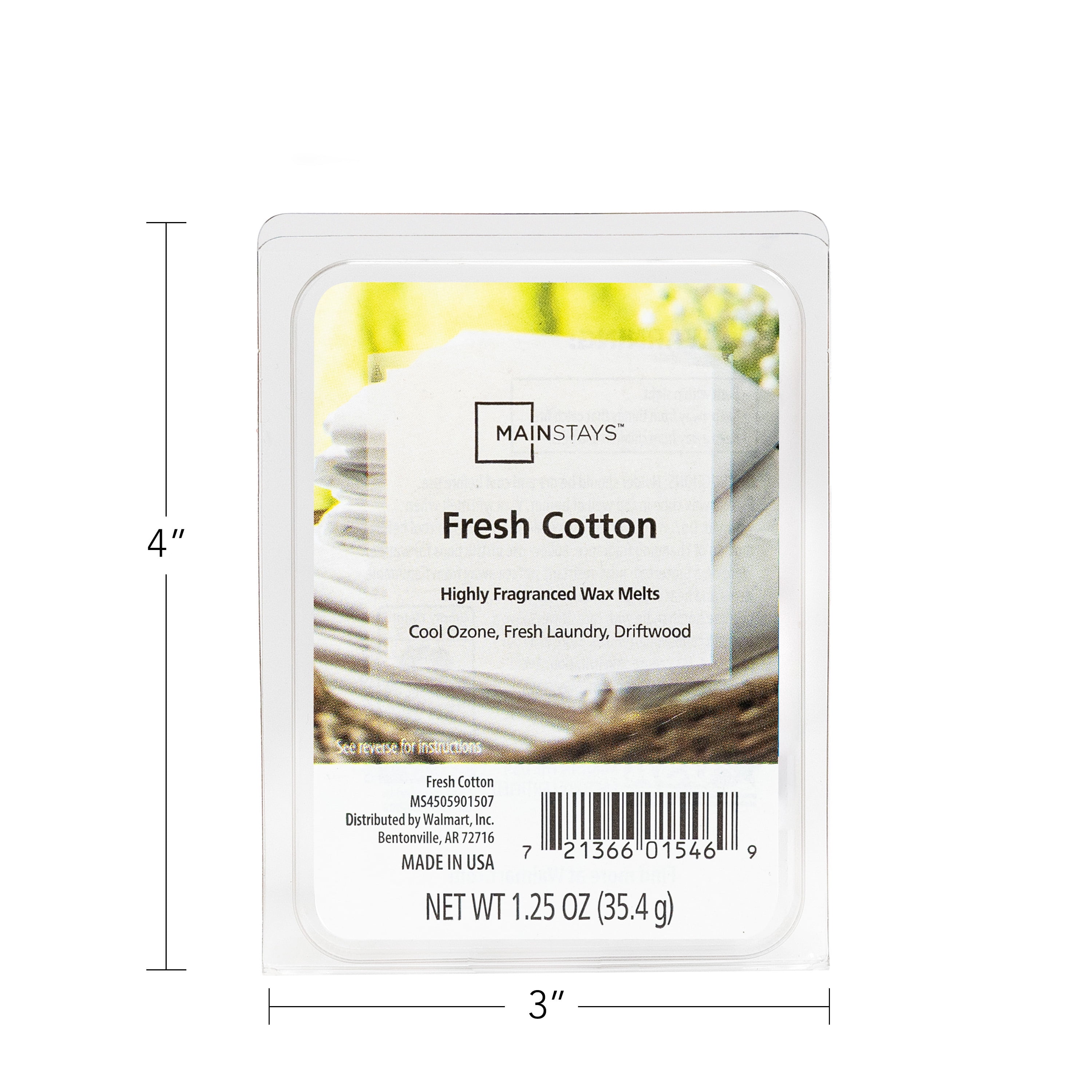 (6 pack) Mainstays 6 Cube Wax Melts, Fresh Cotton, 1.25 oz