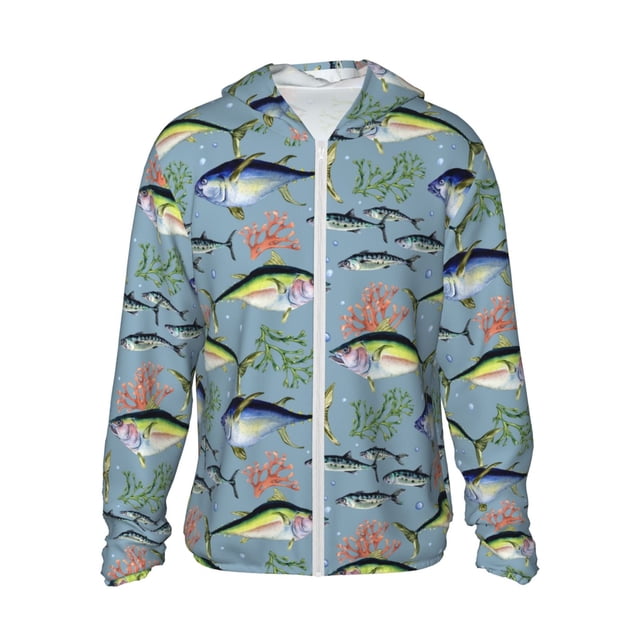 Fotbe Various Wild Sea Fish Chaqueta con Protección Solar UPF 50+ para Hombre y Mujer, Camisa con Capucha y Bolsillos-XX-Large